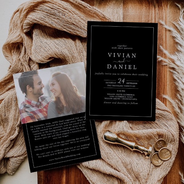 Minimalistisch | Black Foto Vorschlag Story Weddin Einladung (Von Creator hochgeladen)
