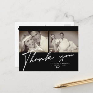 Minimalistisch Black Frame 2 Foto Hochzeit Vielen  Postkarte