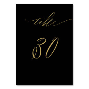 Minimalistisch Black Gold Elegant Script 30 Weddin Tischnummer