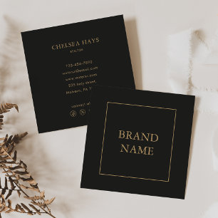 Minimalistisch Black Gold Luxury Geometric Realtor Quadratische Visitenkarte