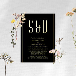 Minimalistisch Black Golden Simple Folieneinladung