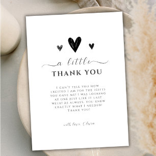 Minimalistisch Black Little Sweetheart Babydusche Dankeskarte