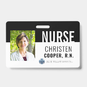 Minimalistisch Black Nurse RN Hospital Foto ID Ausweis