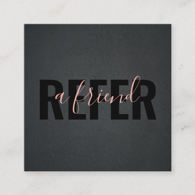 Minimalistisch Black Pink Refer a Friend Empfehlungskarte (Vorderseite)
