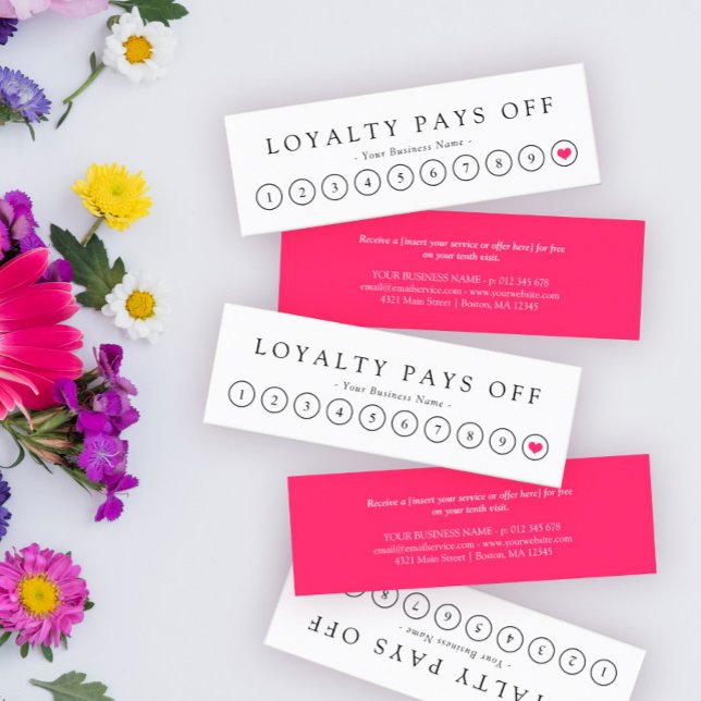 Minimalistisch Black Pink White Loyalty Punch Card Treuekarte (Von Creator hochgeladen)