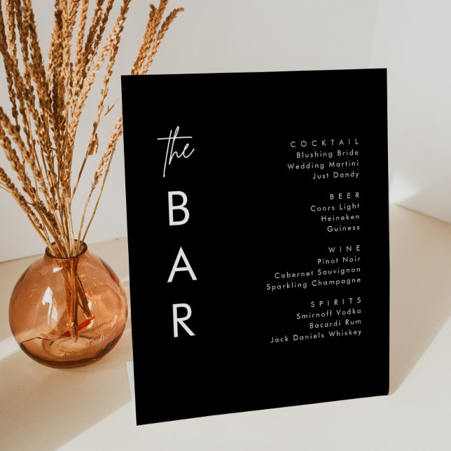 Minimalistisch Black Wedding Bar Sockelschild (Von Creator hochgeladen)