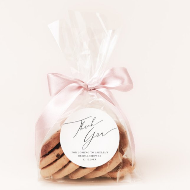 Minimalistisch Black & White Vielen Dank Brautpart Runder Aufkleber (Von Creator hochgeladen)