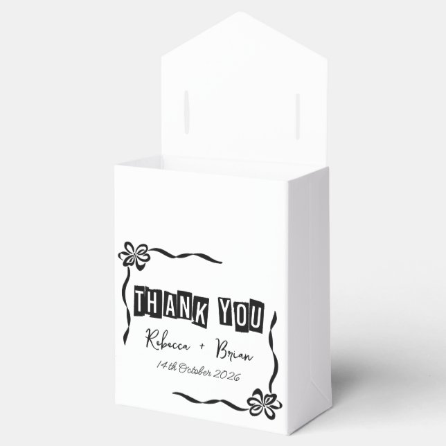 Minimalistisch Black & White Vielen Dank Gastgesch Geschenkschachtel (Geöffnet)