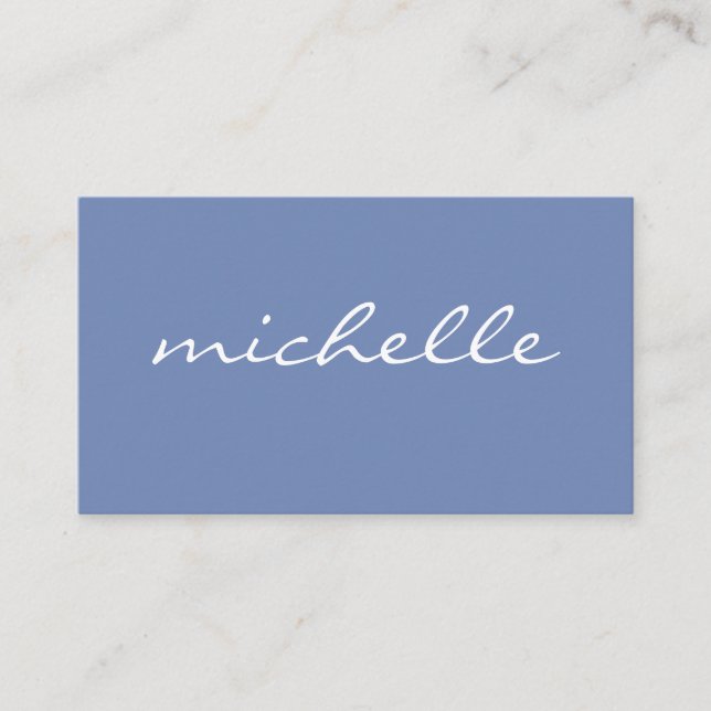 Minimalistisch Blau mit kursivem Text Visitenkarte (Vorderseite)