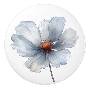 Minimalistisch Blau Weißer Single Blütenchic Blüte Keramikknauf