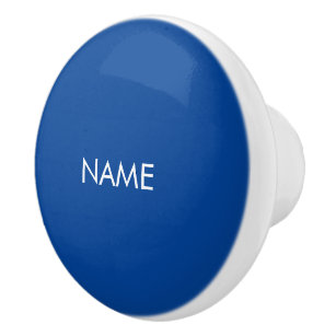 Minimalistisch-blaue individuelle Name-Textnummer Keramikknauf