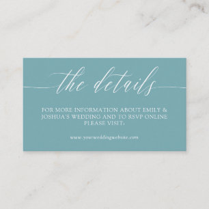 Minimalistisch-Blaue Kalligrafie-Hochzeitdetails Begleitkarte