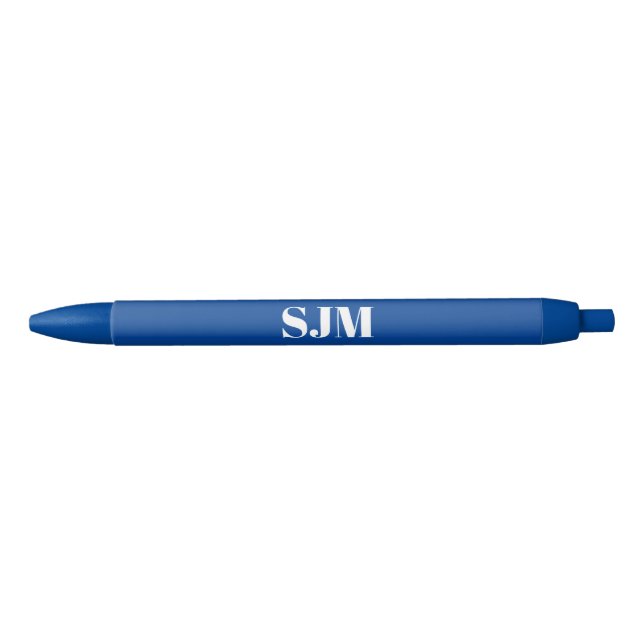 Minimalistisch-blauer Markenname für Monogramm Kugelschreiber (Vorderseite)