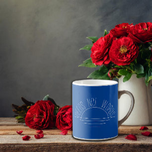 Minimalistisch-blauweißer Sonnenaufgang - inspirie Kaffeetasse