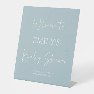 Minimalistisch Blue Baby Dusche Empfang Sockelschild