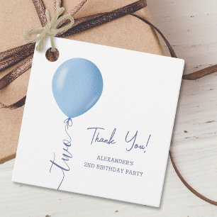 Minimalistisch Blue Balloon Boy 2. Geburtstag Geschenkanhänger