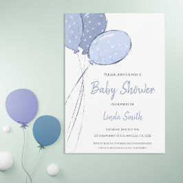 Minimalistisch Blue Balloons Boy Baby Dusche Einladung