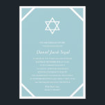 Minimalistisch Blue Bar or Bat Mitzvah Einladung<br><div class="desc">Diese einfache,  zeitlose Bar Mitzvah-Einladung besticht durch einen weißen Stern von David,  blauen Hintergrund und einen einzigartigen weißen Rahmen. Zusätzliche Informationen und/oder Fotos können auf Wunsch auf der Kartenrückseite hinzugefügt werden.</div>