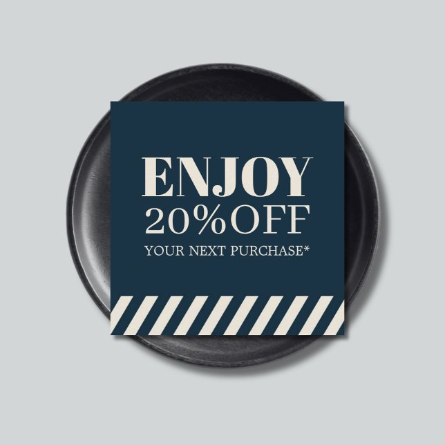 Minimalistisch Blue Beige Stripes Holiday Coupon (Von Creator hochgeladen)