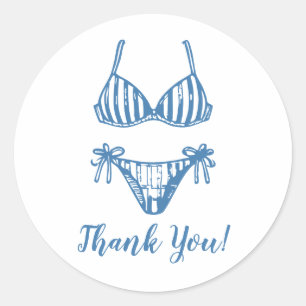 Minimalistisch Blue Bikini Küste Danke Runder Aufkleber