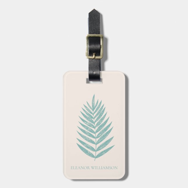 Minimalistisch Blue Botanical Personalisiert Stilv Gepäckanhänger (Vorderseite vertikal)