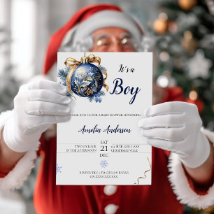 Minimalistisch Blue Christmas Ornament Baby Shower Einladung