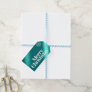 Minimalistisch Blue Foil Frohe Weihnachten Schneef Geschenkanhänger