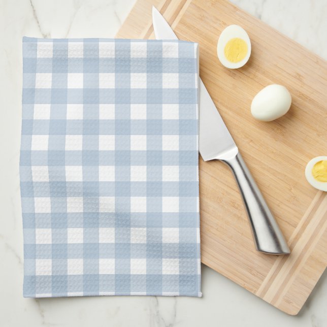 Minimalistisch Blue Gingham Kariert Pattern Geschirrtuch (Viertel Falte)