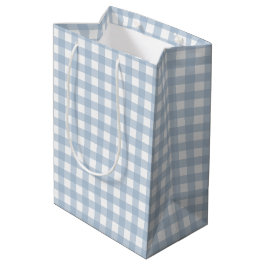 Minimalistisch Blue Gingham Kariert Pattern Mittlere Geschenktüte