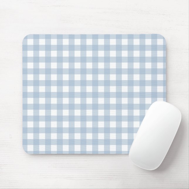 Minimalistisch Blue Gingham Kariert Pattern Mousepad (Mit Mouse)