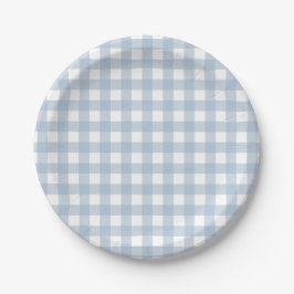 Minimalistisch Blue Gingham Kariert Pattern Pappteller