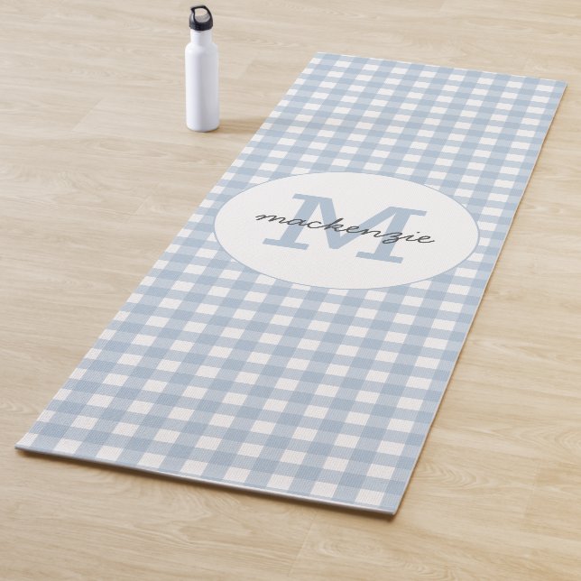 Minimalistisch Blue Gingham Kariertes Muster Perso Yogamatte (Beispiel)