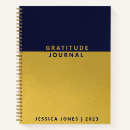 Minimalistisch Blue Gold Foil Name Dankesblatt Notizbuch