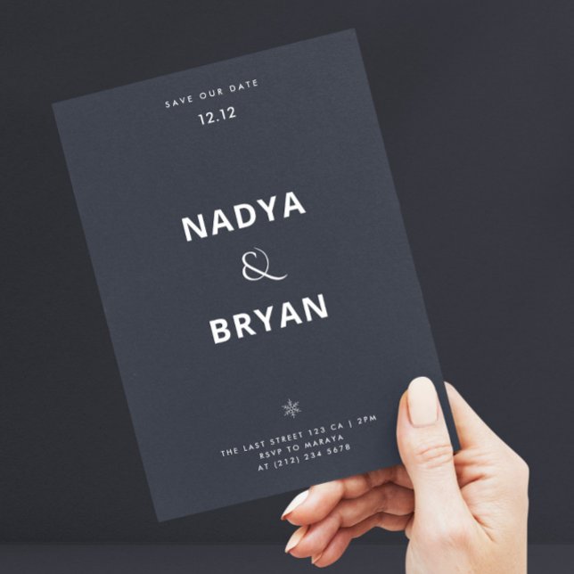 Minimalistisch-Blue-Gray-QR-Code Winterhochzeit Einladung (Von Creator hochgeladen)