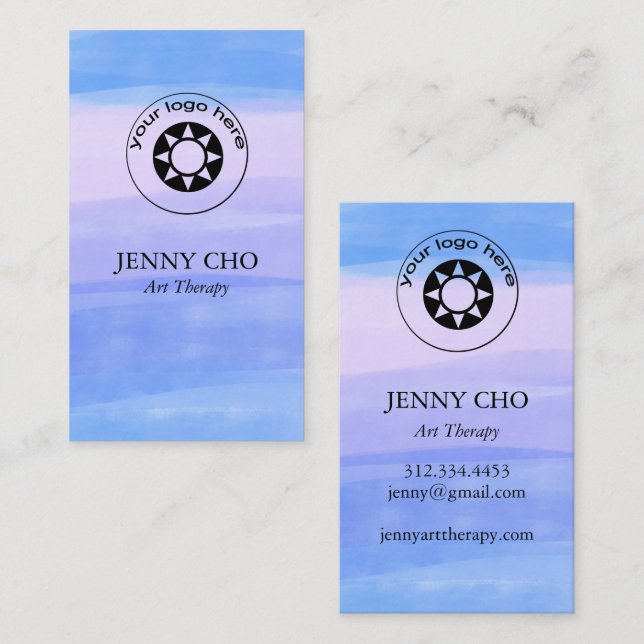 Minimalistisch Blue Lila Painting ADD CUSTOM LOGO Visitenkarte (Vorne/Hinten)