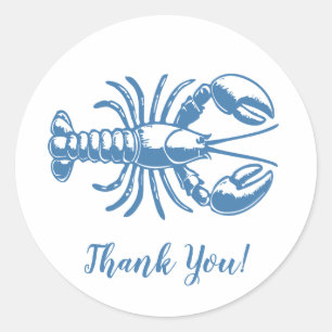 Minimalistisch Blue Lobster Coastal Vielen Dank Runder Aufkleber