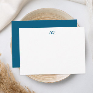 Minimalistisch Blue Monogram Mitteilungskarte