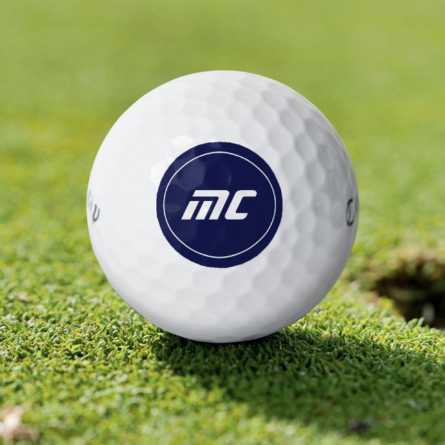 Minimalistisch Blue Monogram Movie Name Golf Balls Golfball (Minimalist Blue Monogram Modern Name Golf Balls)