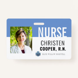 Minimalistisch Blue Nurse RN Hospital Foto ID Ausweis