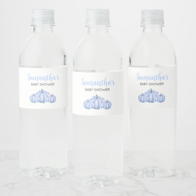 Minimalistisch Blue Pumpkin Fall Baby Dusche (Flaschen)
