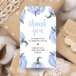 Minimalistisch Blue Pumpkin Fall Baby Dusche Tag Geschenkanhänger