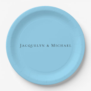 Minimalistisch Blue Schlicht Elegante Claasical Na Pappteller