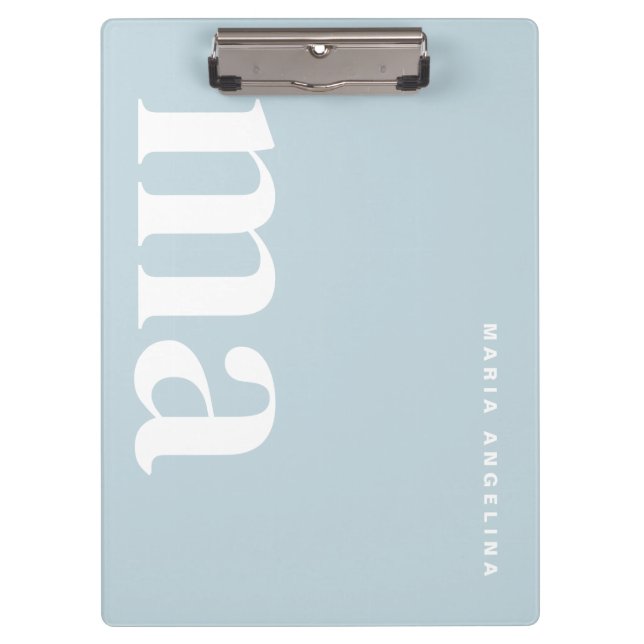 Minimalistisch Blue School Monogram Klemmbrett (Vorderseite)