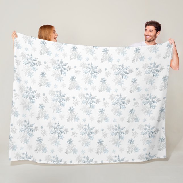 Minimalistisch Blue Silver Grau Winter Wonderland Fleecedecke (Beispiel)