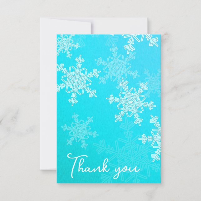 Minimalistisch Blue Snowflakes Baby Dusche Danke (Vorderseite)