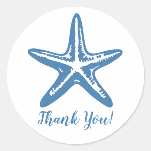 Minimalistisch Blue Starfish Coastal Vielen Dank Runder Aufkleber