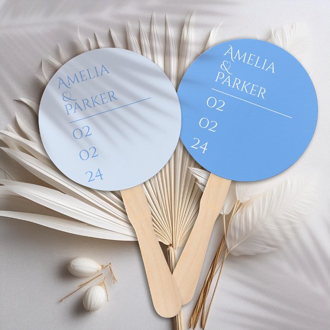 Minimalistisch Blue Wedding Hand Fans Fächer (Von Creator hochgeladen)