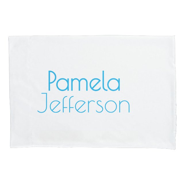 Minimalistisch Blue & White Beruflich Modern Name Kissenbezug (Vorderseite)