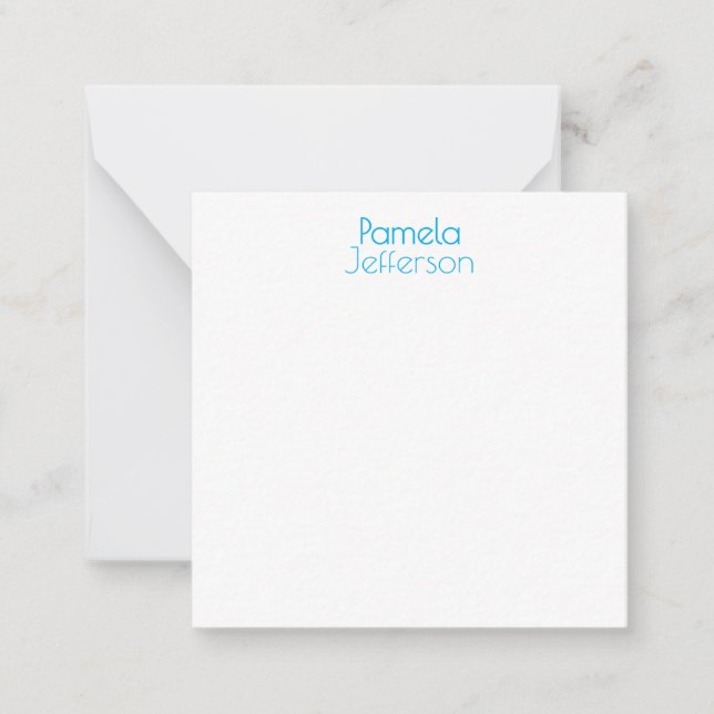 Minimalistisch Blue & White Beruflich Modern Name Mitteilungskarte (Vorderseite)