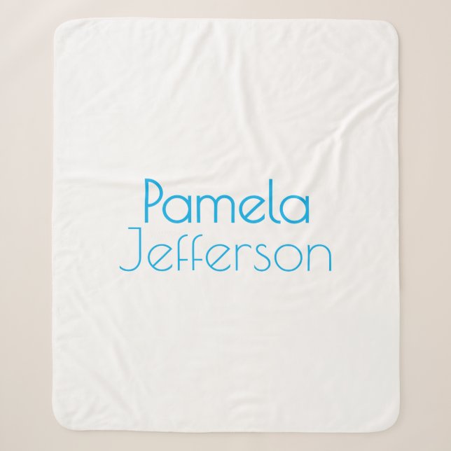 Minimalistisch Blue & White Beruflich Modern Name Sherpadecke (Vorderseite)